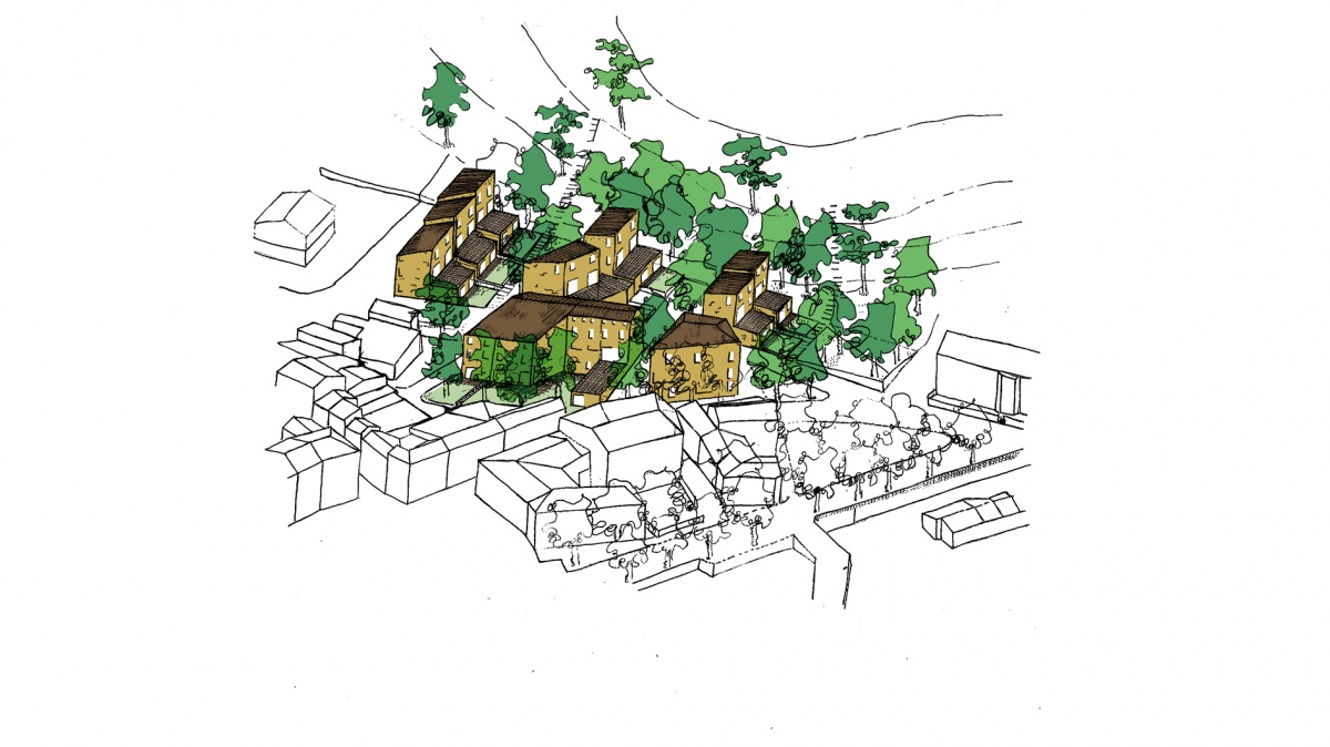 Urbanisme // Adaptation du centre ancien aux modes de vie actuels - Villes�que-des-Corbi�res : 06-Villeseque_extension village_axo