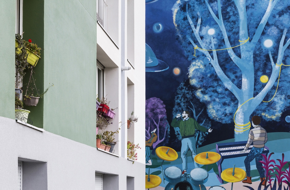 R�habilitation de 213 logements sociaux + am�nagement paysager � Vaires-sur-Marne : A42-Vaires-Paul Algis-Fleurs aux fen�tres et fresque