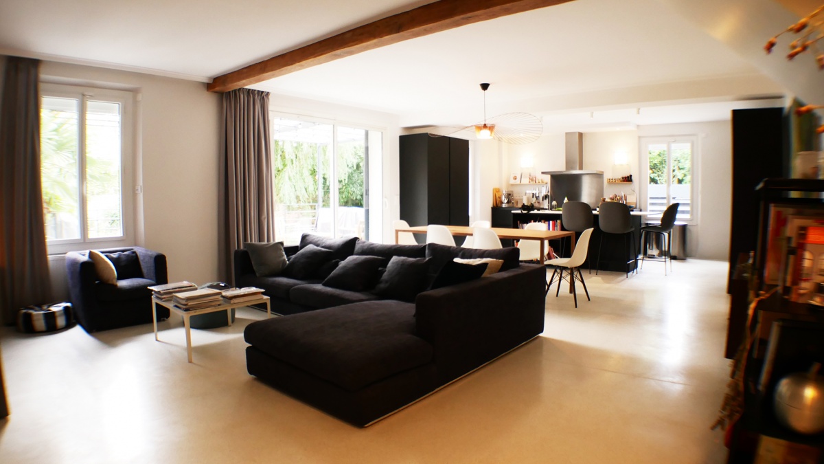 Extension et r�novation d'une maison individuelle - Noisy le Grand : OP_Noisy_Extension renovation maison-sejour 2.JPG