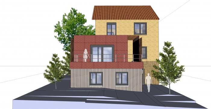 Extension et r�habilitation d'une maison individuelle : Fa�ade arri�re-Sud Ouest projet-ind 02 C