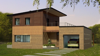 Maison moderniste bois : Fa�ade Nord