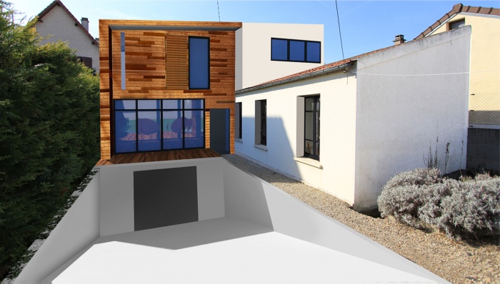 Sur�l�vation, extension et r�am�nagement d'une maison : B5