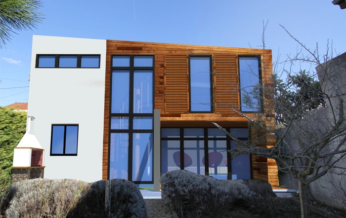 Sur�l�vation, extension et r�am�nagement d'une maison : B4