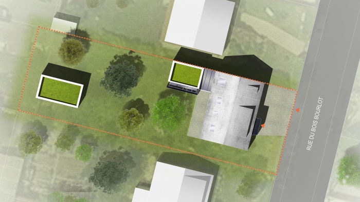 R�novation et extension de maison individuelle - Sainte Genevi�ve des Bois : 02-Ste Genevieve-Extension maison-plan masse LD