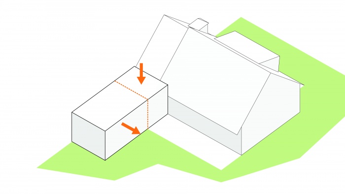 R�novation et extension de maison individuelle - Sainte Genevi�ve des Bois : 03c-Ste Genevieve-Extension maison-Schema decoupage